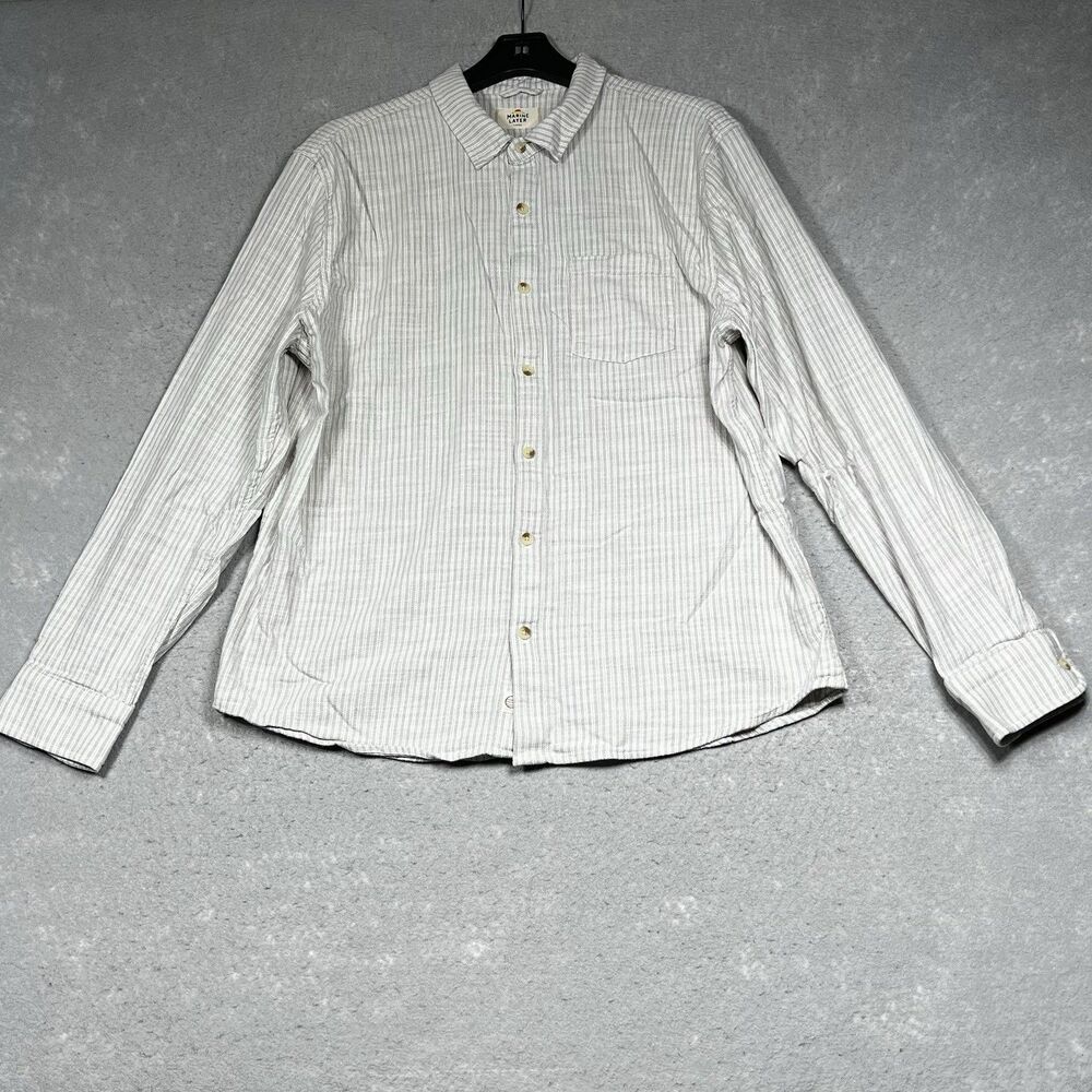 Marine Layer Shirt Mens Large Gray Striped Long Sleeve Button Up Lightweight